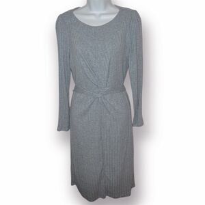 Julia Jordan Gray Criss Cross Tie Front Ribbed Knit Midi Dress Sweater 12 NWT